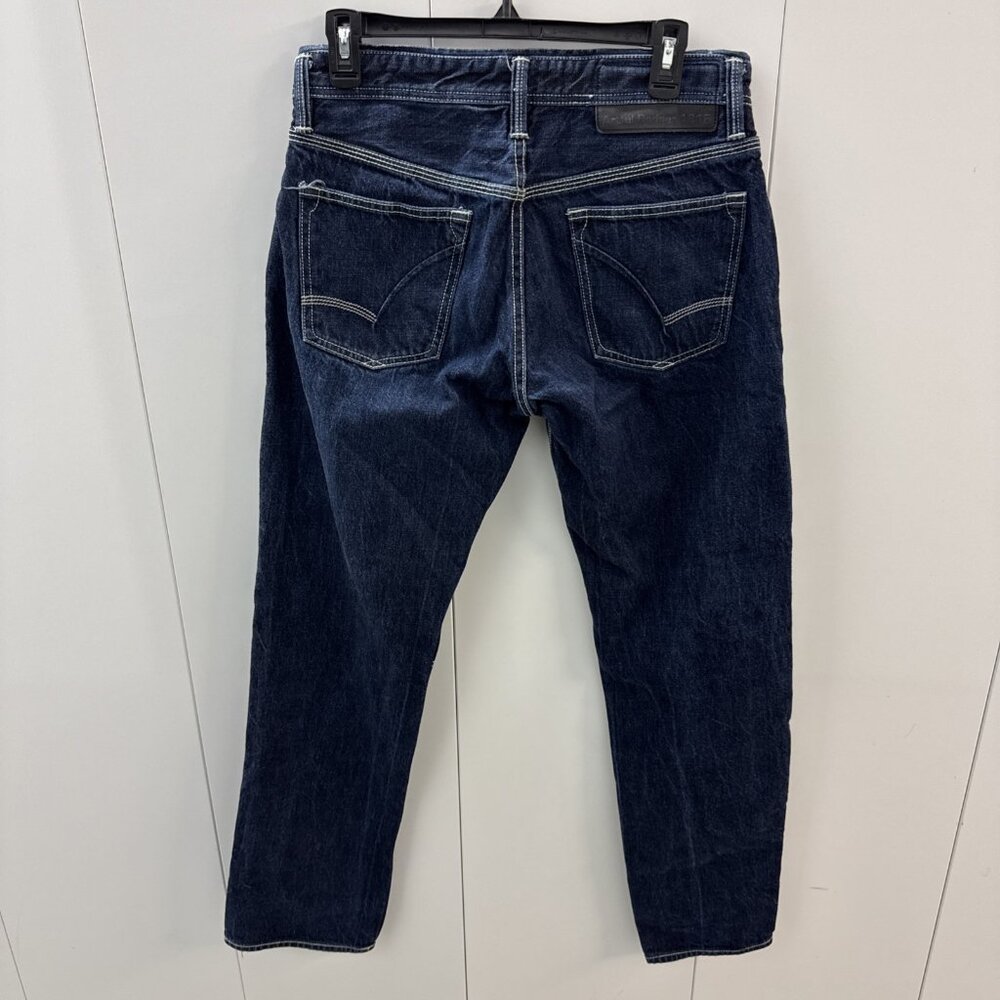 Artful Dodger Jeans Mens 32x34 Blue Straight Fit Dark Wash Denim Button Fly